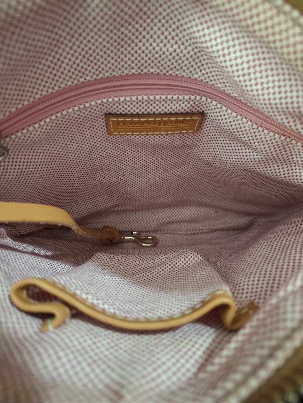 Dooney & Bourke Pink Signature Letter Carrier Crossbody Blue Duck Charm - Picture 6 of 7